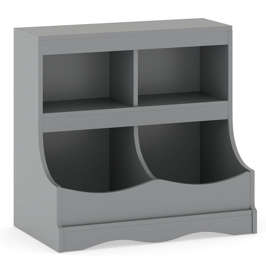 Toy Storage Organizer 4-Cubby Kids Bookcase for Toys and Books