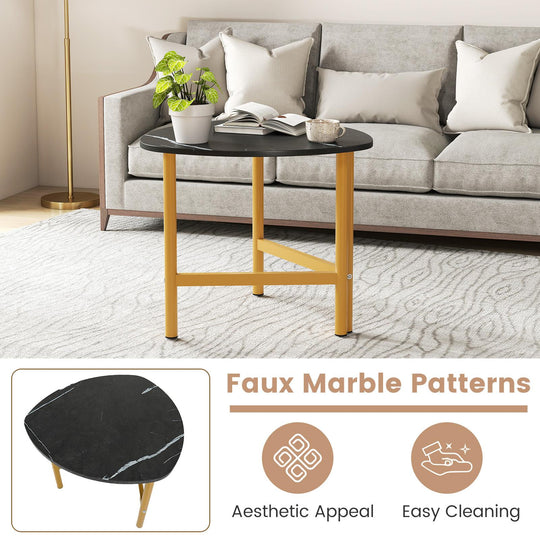 Triangle Coffee Table Oval Coffee Table with Metal Legs Industrial Center Table