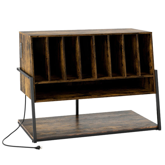 Turntable Stand with Charging Station & Vinyl Storage