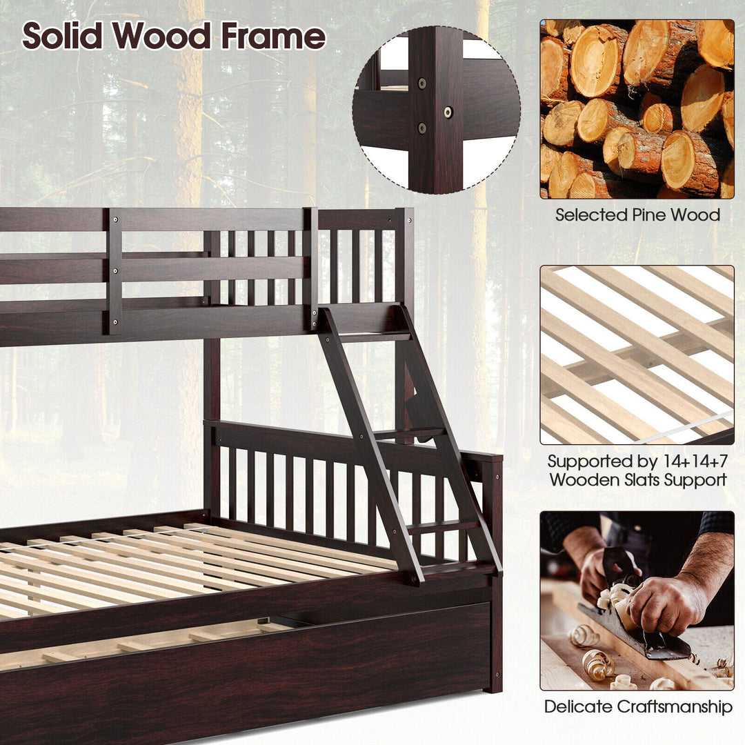 Twin Over Full Convertible Bunk Bed with Twin Trundle