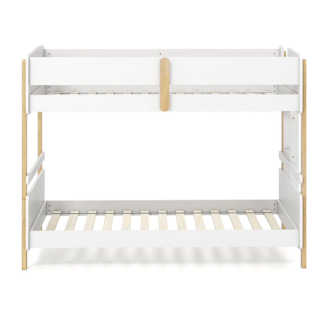 Twin Over Twin Bunk Bed with Convertible Design and Ladder