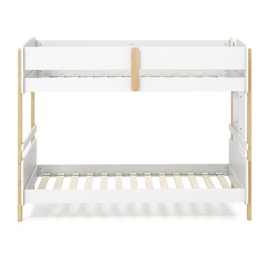 Twin Over Twin Bunk Bed with Convertible Design and Ladder
