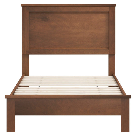 Twin Size Wooden Bed Frame with Headboard and Slat Support