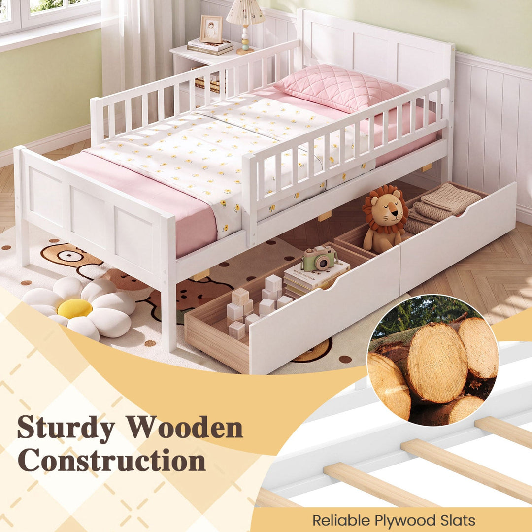Full Size Platform Bed Frame with Detachable Guardrails