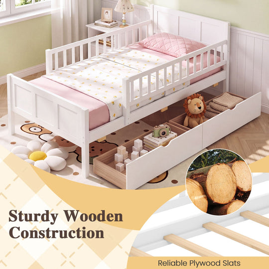 Full Size Platform Bed Frame with Detachable Guardrails