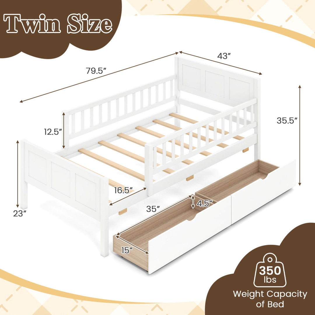 Full Size Platform Bed Frame with Detachable Guardrails