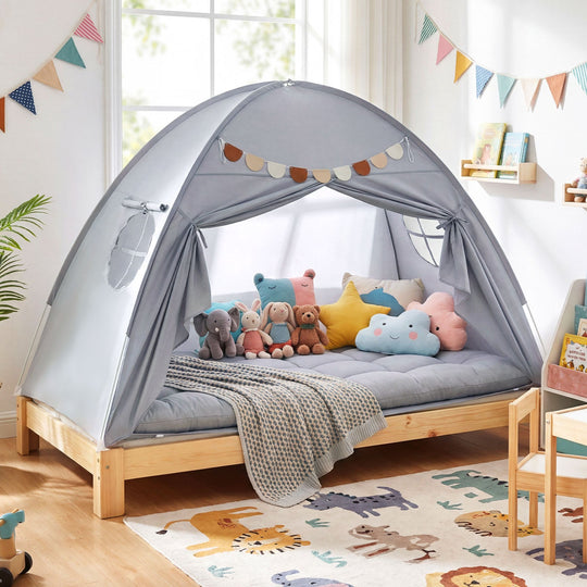 Twin Size Indoor Canopy Tent for Kids with 2 Window and Suits 3+