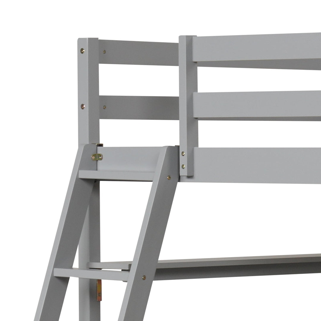 Twin Size Loft Bed with Desk and Bookshelves for Kids and Teens