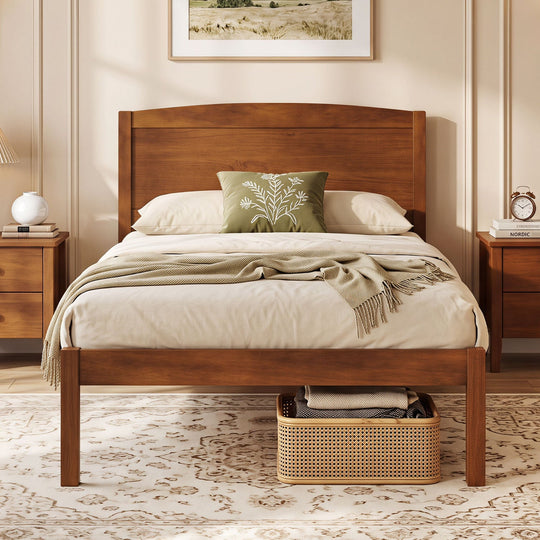 Twin Platform Bed Frame with Curved Headboard