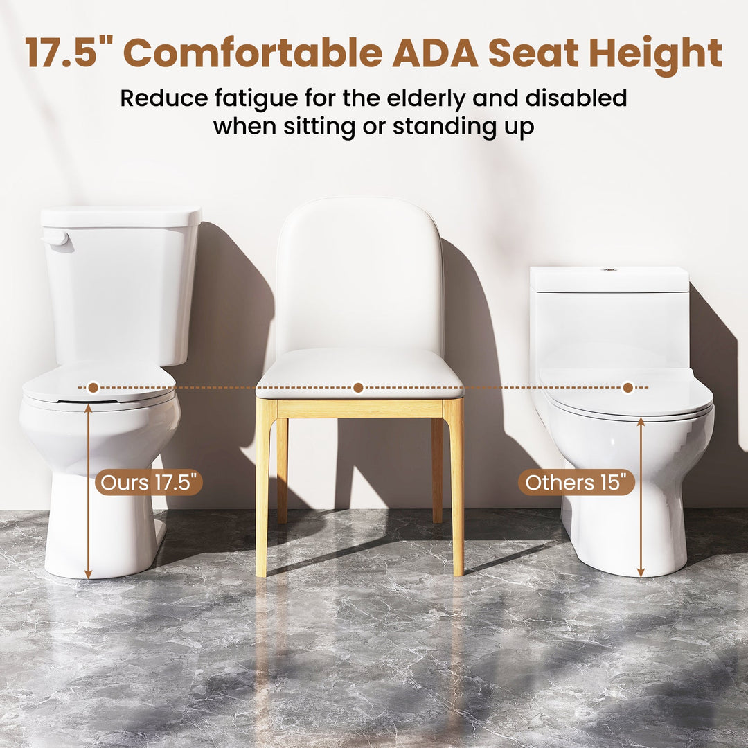 Two-Piece Round Toilet with 17.5 inch ADA Comfort Chair Height Seat