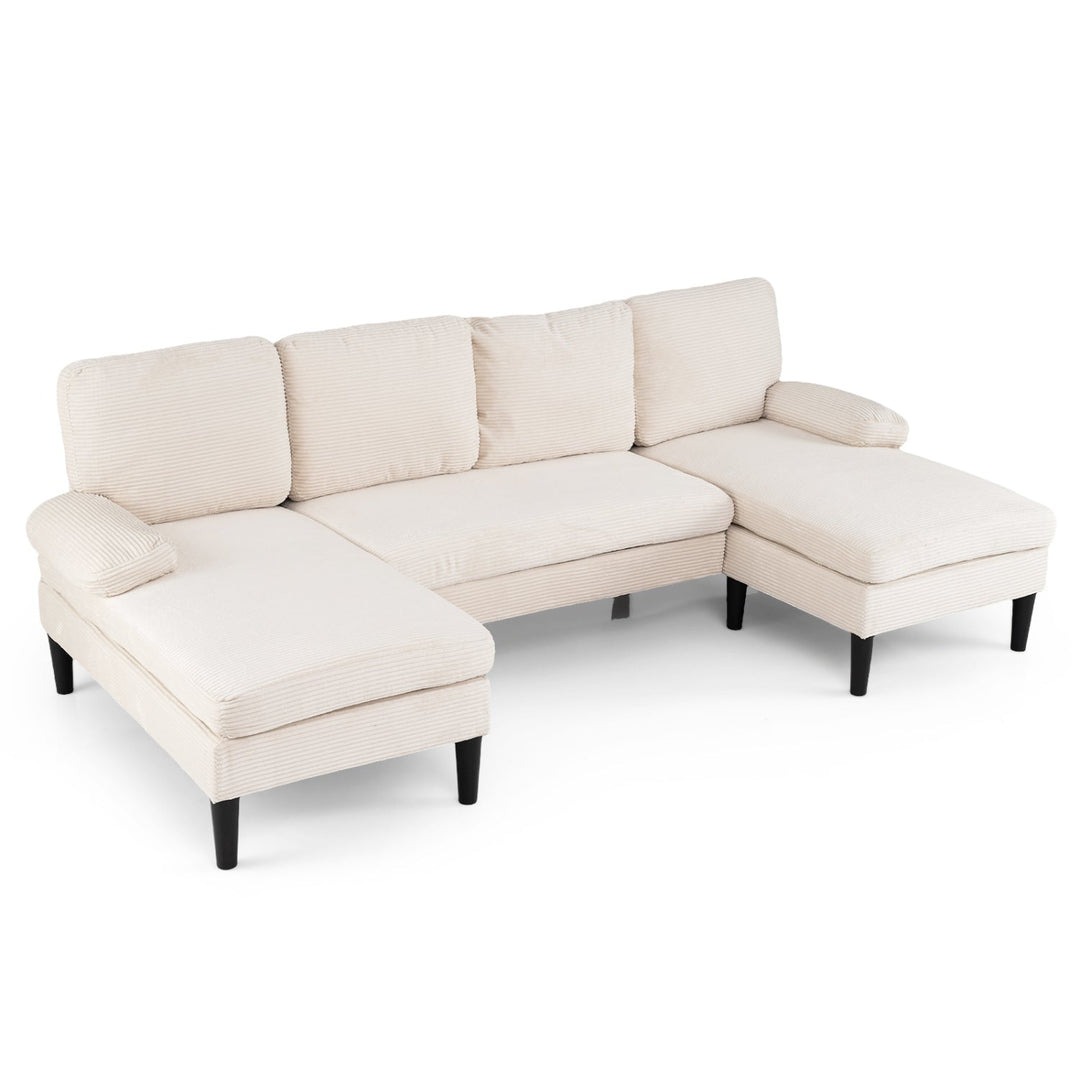 U-shaped Sectional Couch with Double Chaise for Living Room