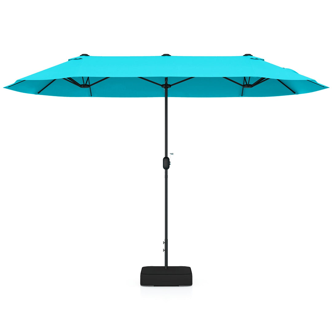 13FT Double-sided Patio Twin Table Umbrella with Crank Handle-Tan