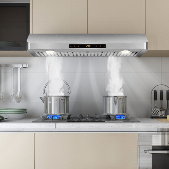 35.5/29.5 Inch Under Cabinet Range Hood 900 CFM Kitchen Vent with 4 Fan Speed