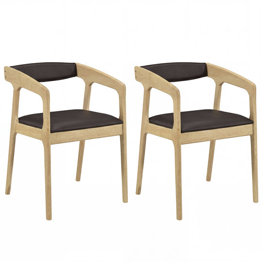Upholstered Armchairs Set of 2 with Cozy Backrest and Padded Seat Cushion-Brown