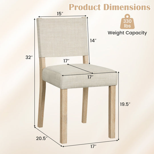 Upholstered Dining Chairs Set of 4 with Rubber Wood Legs
