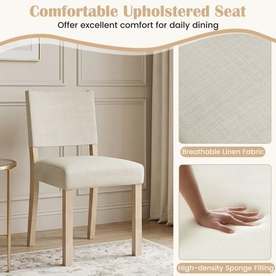 Upholstered Dining Chairs Set of 4 with Rubber Wood Legs