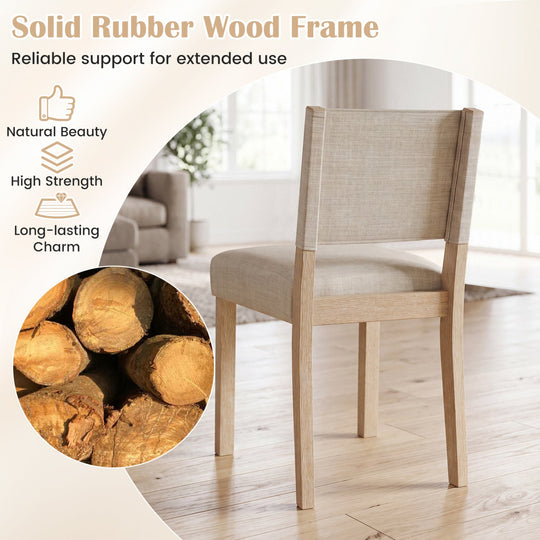 Upholstered Dining Chairs Set of 4 with Rubber Wood Legs