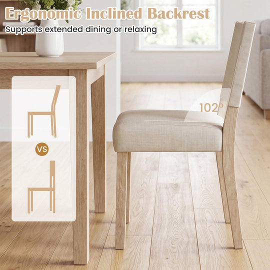 Upholstered Dining Chairs Set of 4 with Rubber Wood Legs