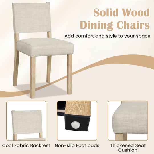 Upholstered Dining Chairs Set of 4 with Rubber Wood Legs