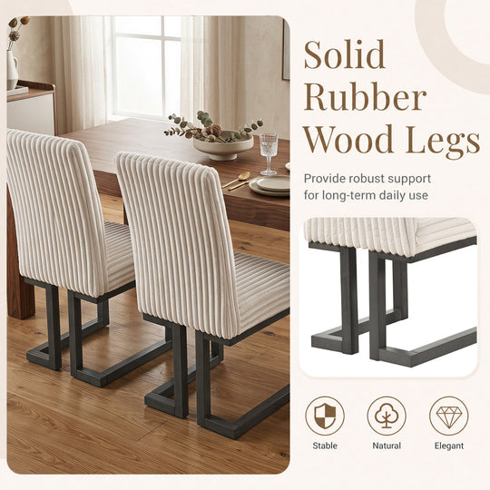 Upholstered Dining Chairs Set of 4 with Rubber Wood Legs