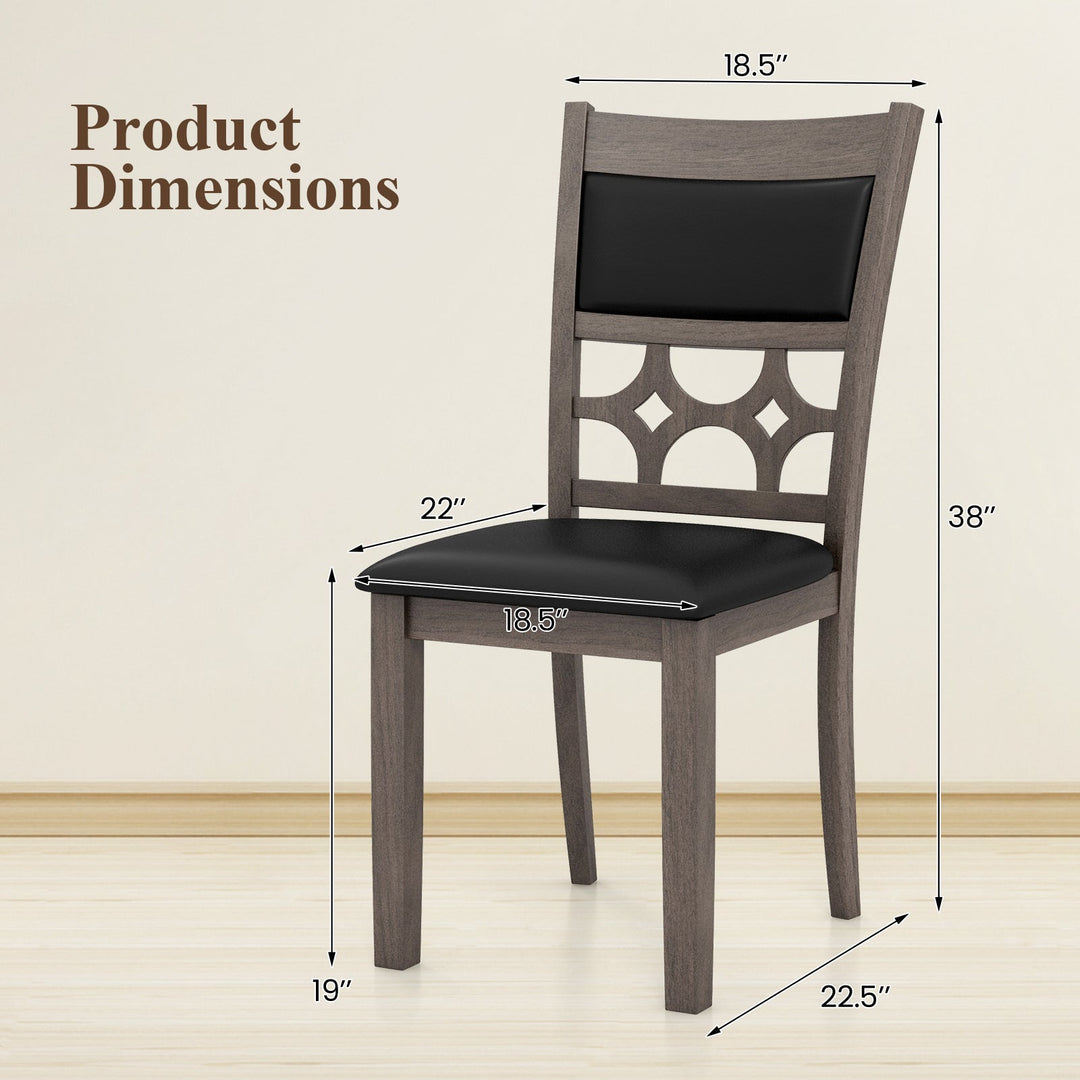 Upholstered Dining Chair Set of 2 with Padded Backrest and Seat-Gray