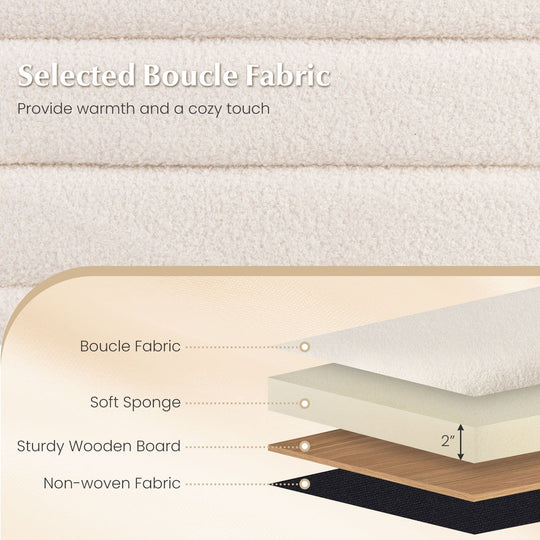 Upholstered Fabric Storage Ottoman Bench for End of Bed with 2 Struts-White