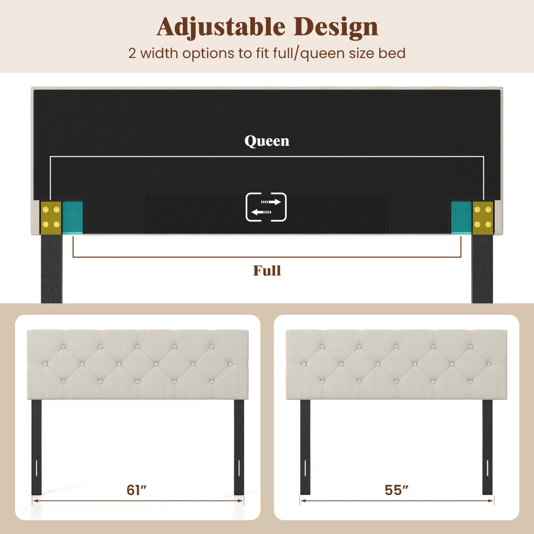 Upholstered Tufted Headboard Queen/Full Size with Adjustable Legs