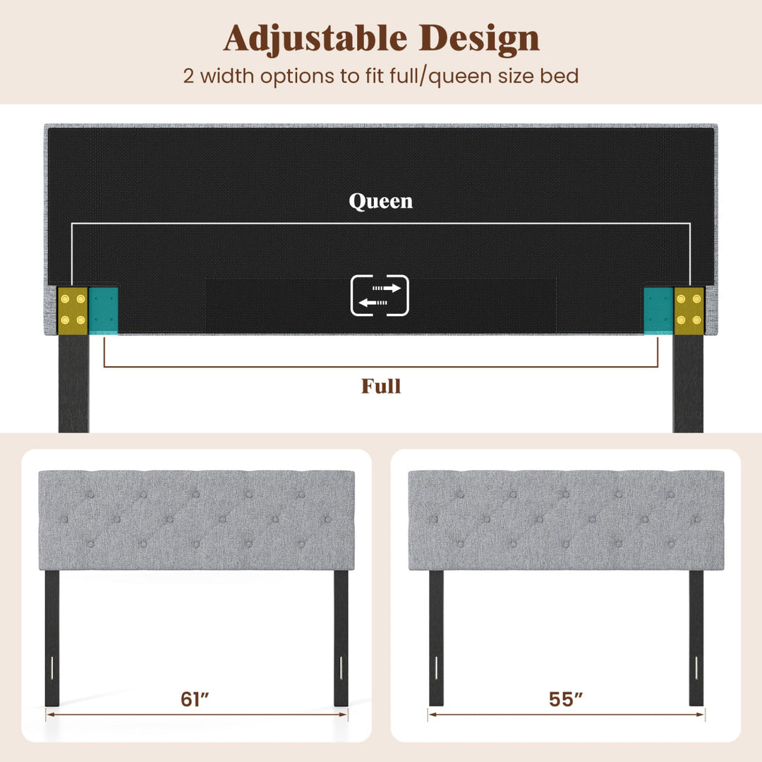 Upholstered Tufted Headboard Queen/Full Size with Adjustable Legs