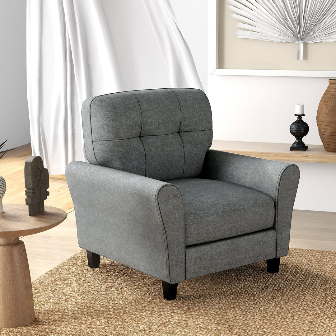 Modern Upholstered Accent Chair with Rubber Wood Legs