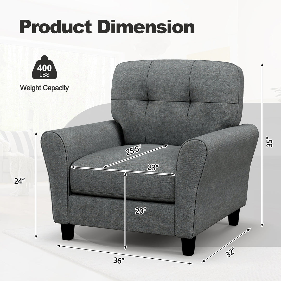 Modern Upholstered Accent Chair with Rubber Wood Legs