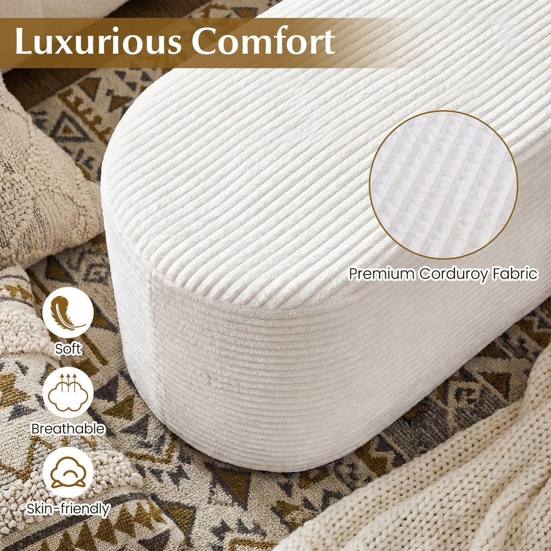 Upholstered Ottoman Bench with High-Density Sponge-Beige