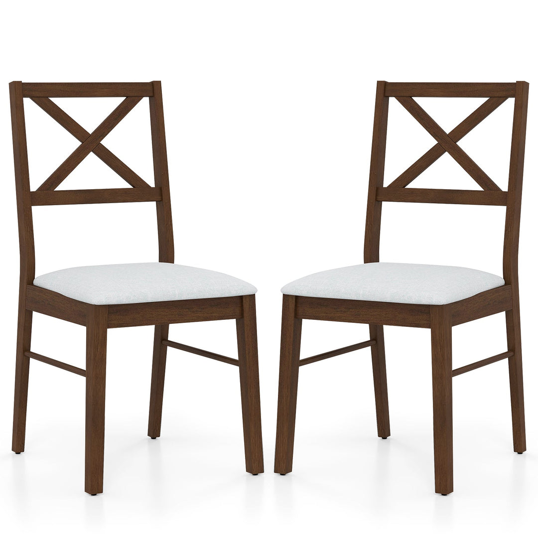 Upholstered Side Dining Chairs Set of 2 with Rubber Wood Frame