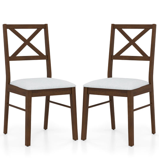 Upholstered Side Dining Chairs Set of 2 with Rubber Wood Frame