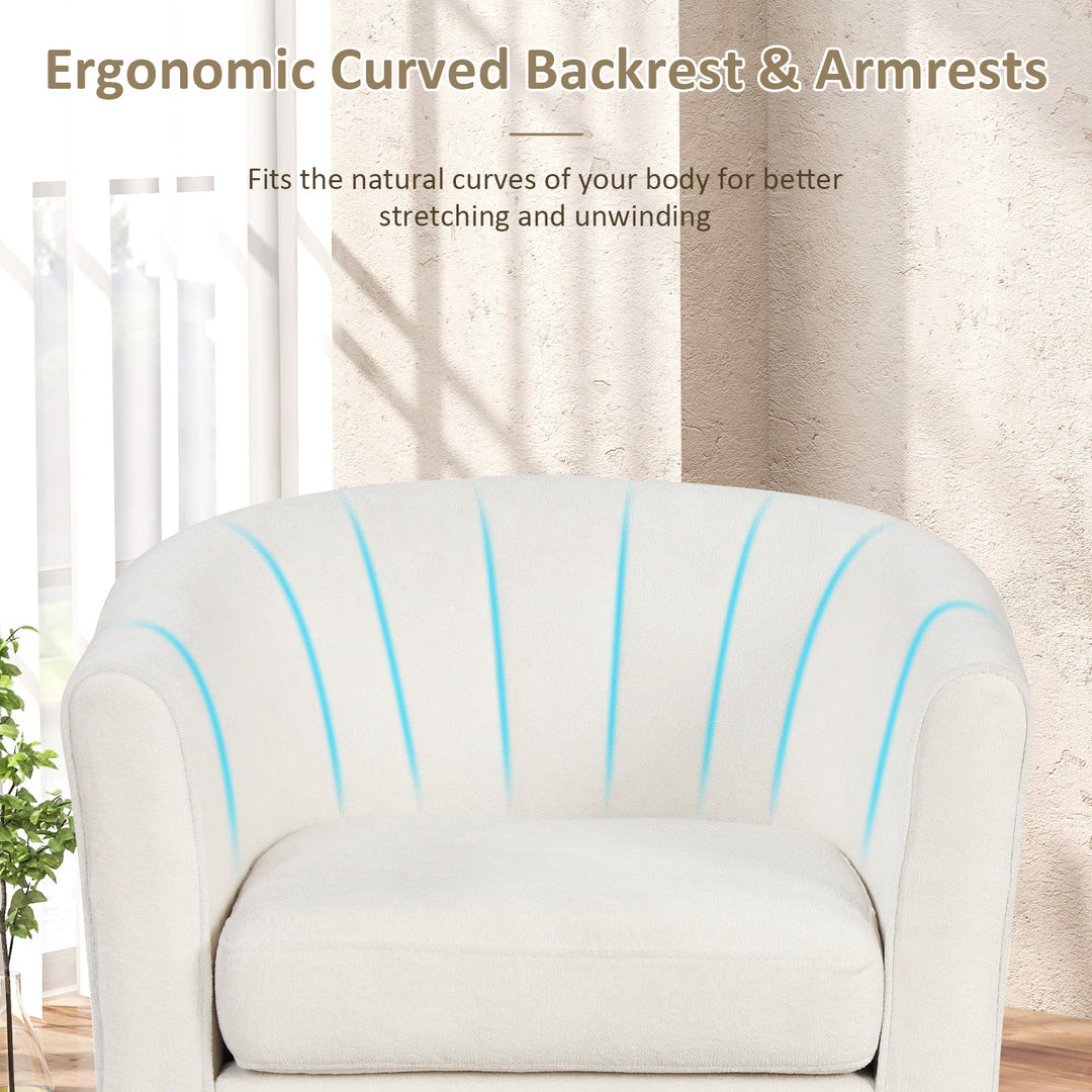 Upholstered Teddy Velvet Club Barrel Chair with Ottoman with Footrest