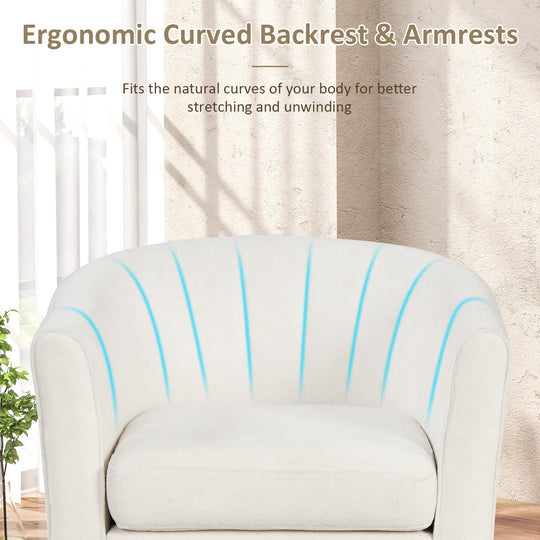 Upholstered Teddy Velvet Club Barrel Chair with Ottoman with Footrest