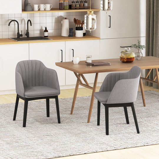 Upholstered Velvet Accent Modern Dining Chairs Set of 2 with Curved Backrests-Grey