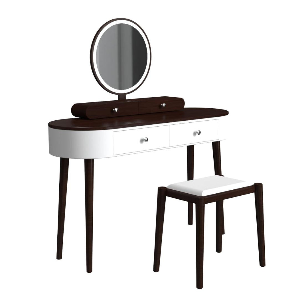 Makeup Vanity Table with LED Mirror and 3 Drawers