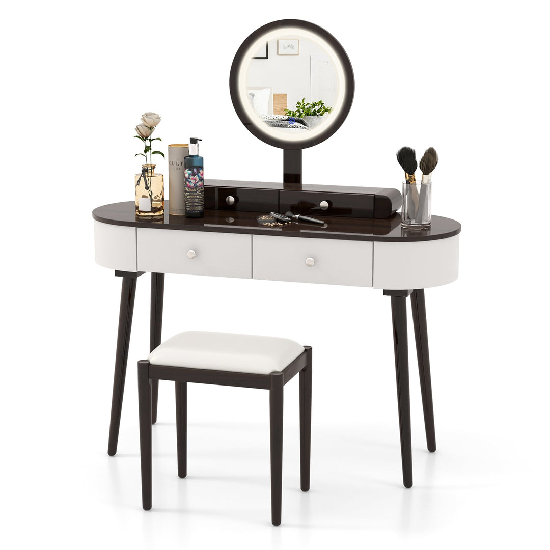 Makeup Vanity Table with LED Mirror and 3 Drawers