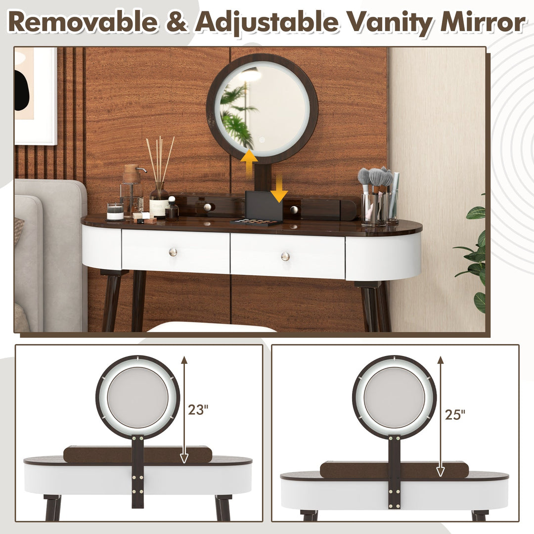 Makeup Vanity Table with LED Mirror and 3 Drawers