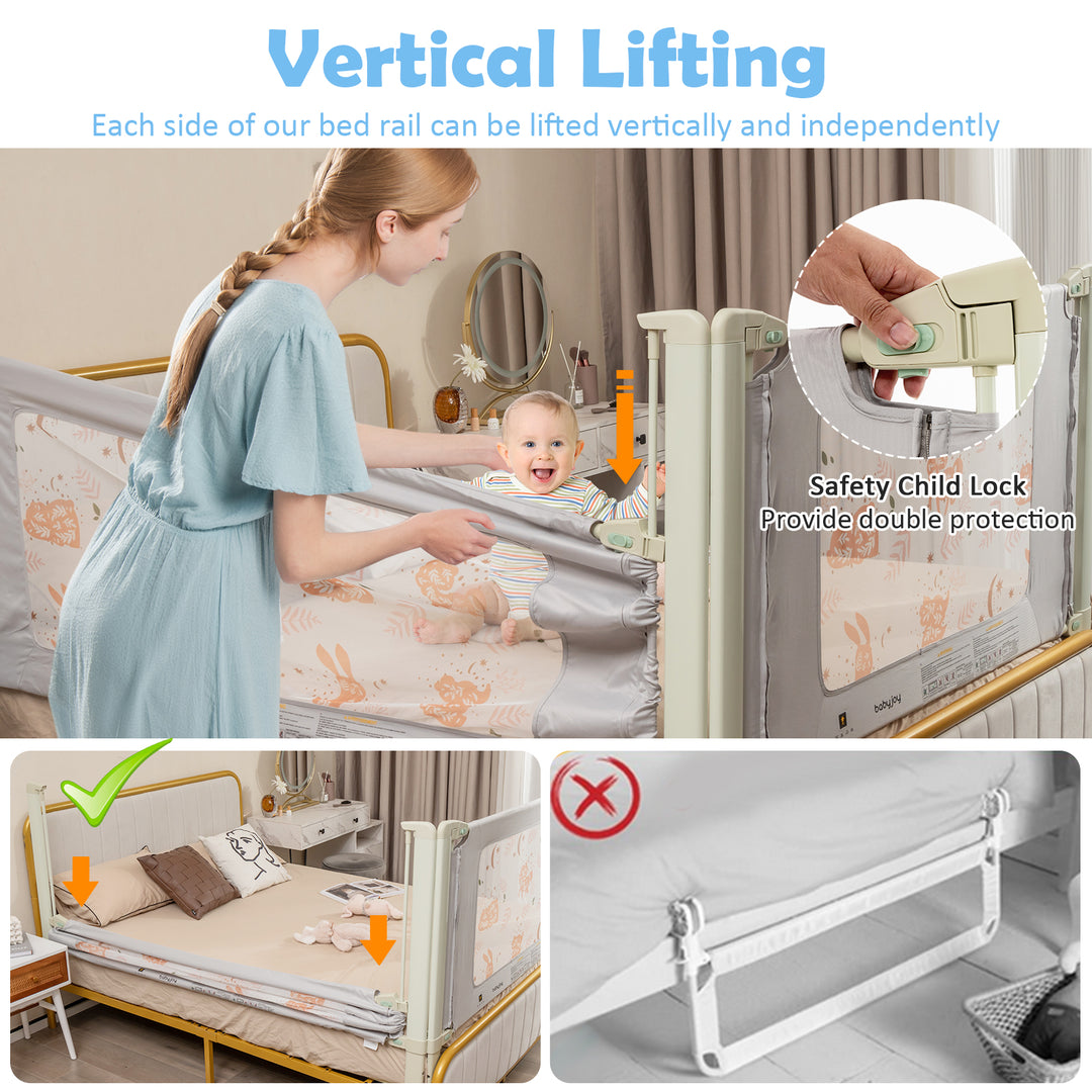 Vertical Lifting Bed Rail for Toddlers with Double Lock-59 inch
