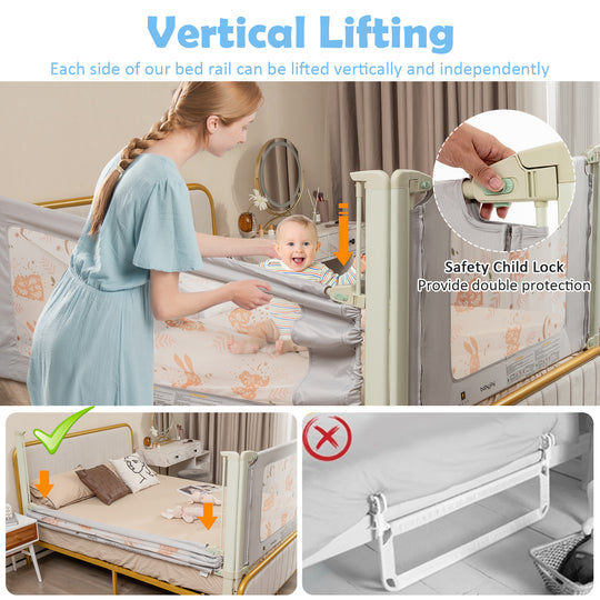 Vertical Lifting Bed Rail for Toddlers with Double Lock-59 inch
