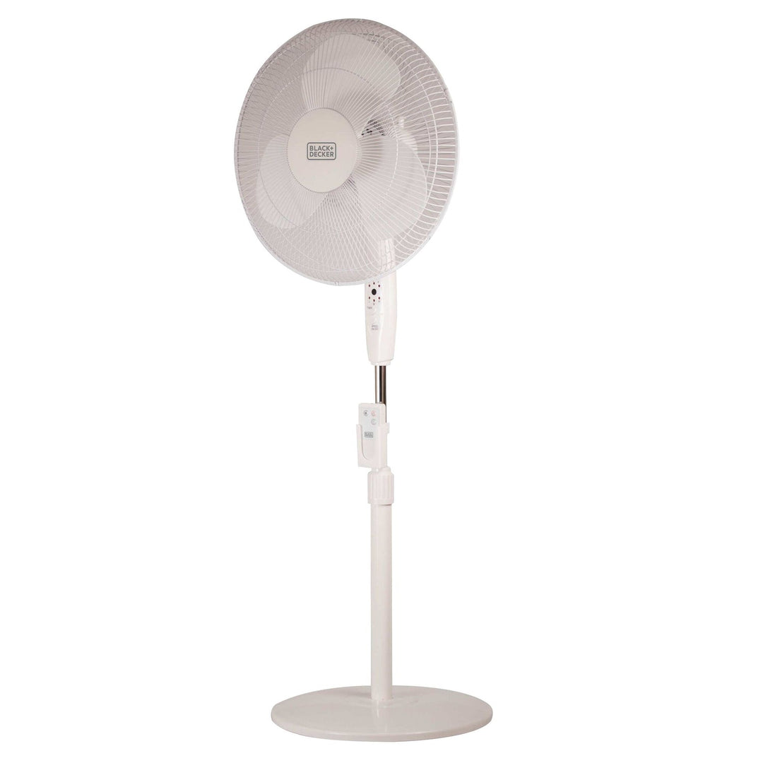 BLACK+DECKER 16 In. 3-Speed Oscillating Stand Fan with Remote, White - view 4