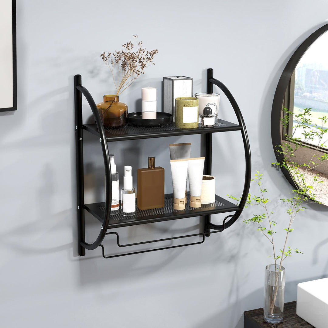 2-Tier Wall Mounted Bathroom Towel Rack with Towel Bars