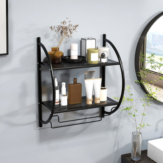 2-Tier Wall Mounted Bathroom Towel Rack with Towel Bars