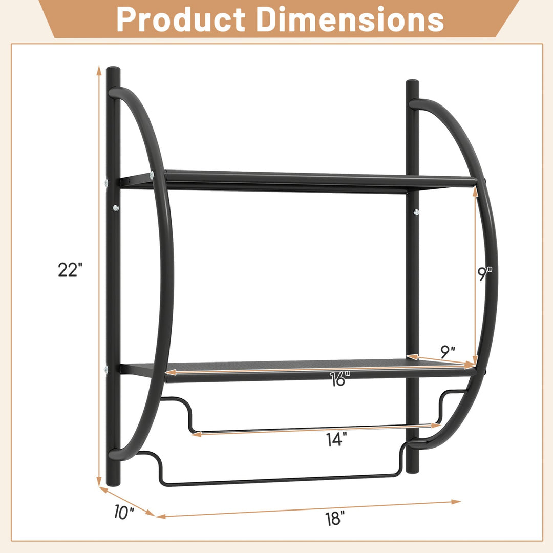 2-Tier Wall Mounted Bathroom Towel Rack with Towel Bars