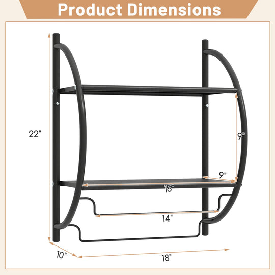 2-Tier Wall Mounted Bathroom Towel Rack with Towel Bars