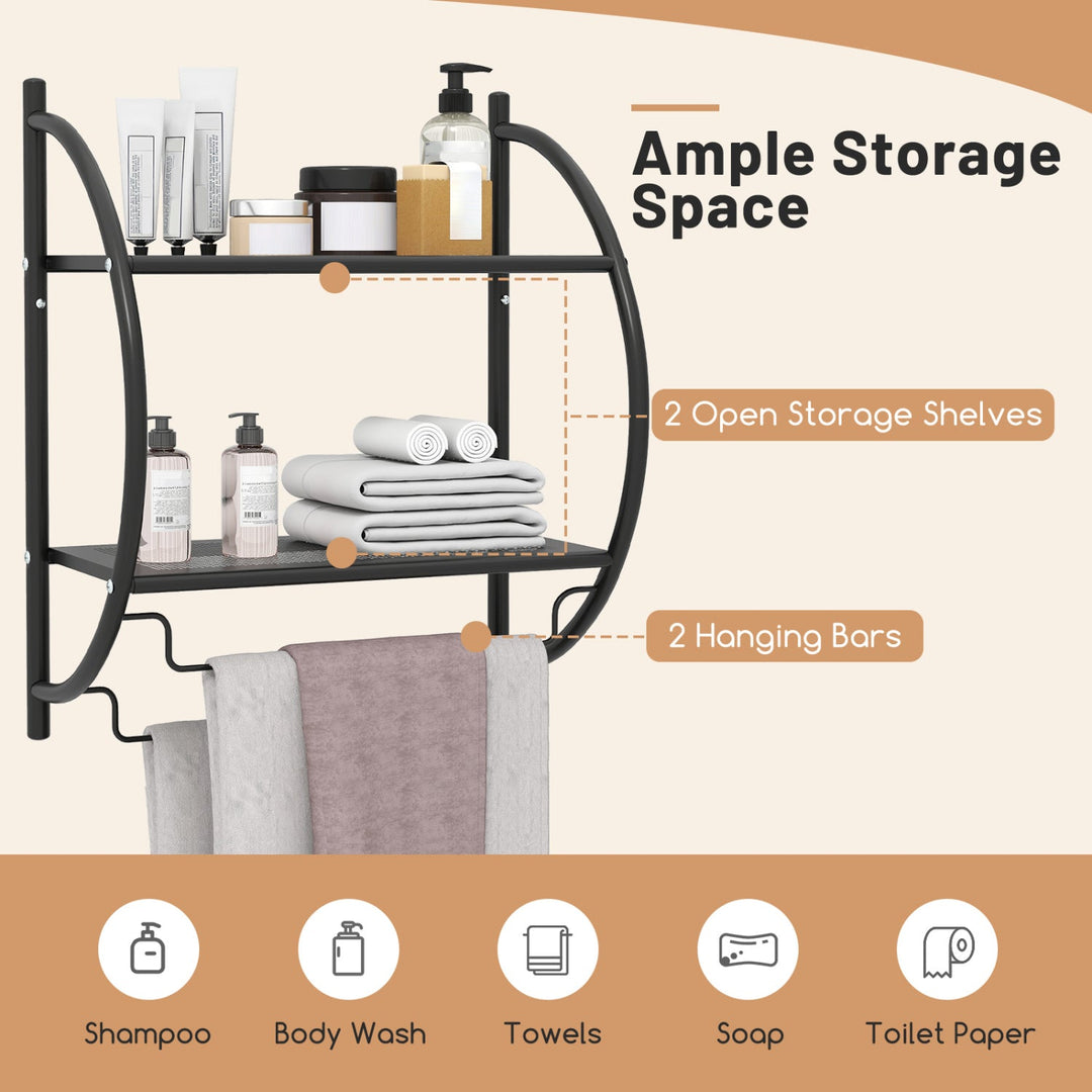 2-Tier Wall Mounted Bathroom Towel Rack with Towel Bars