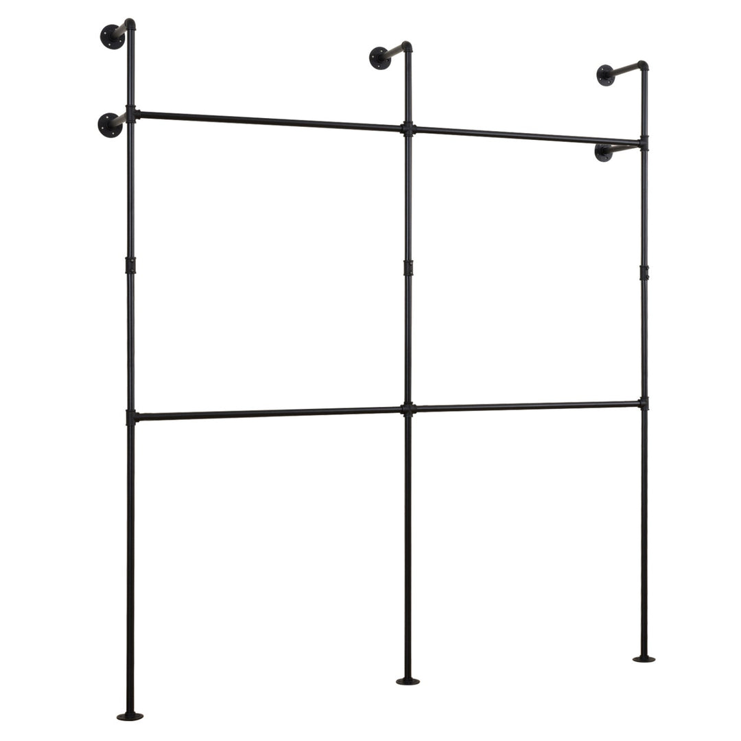 Wall Mounted Pipe Clothing Rack with 4 Hanging Rods