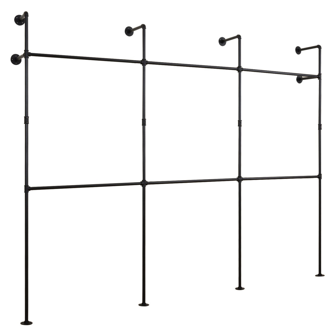 Wall Mounted Pipe Clothing Rack with 6 Hanging Rods
