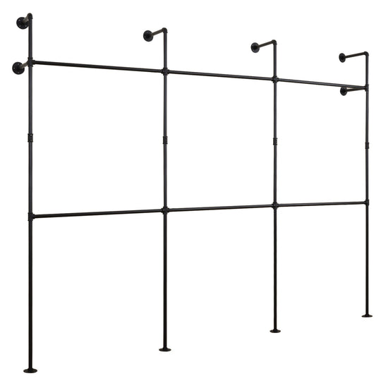 Wall Mounted Pipe Clothing Rack with 6 Hanging Rods